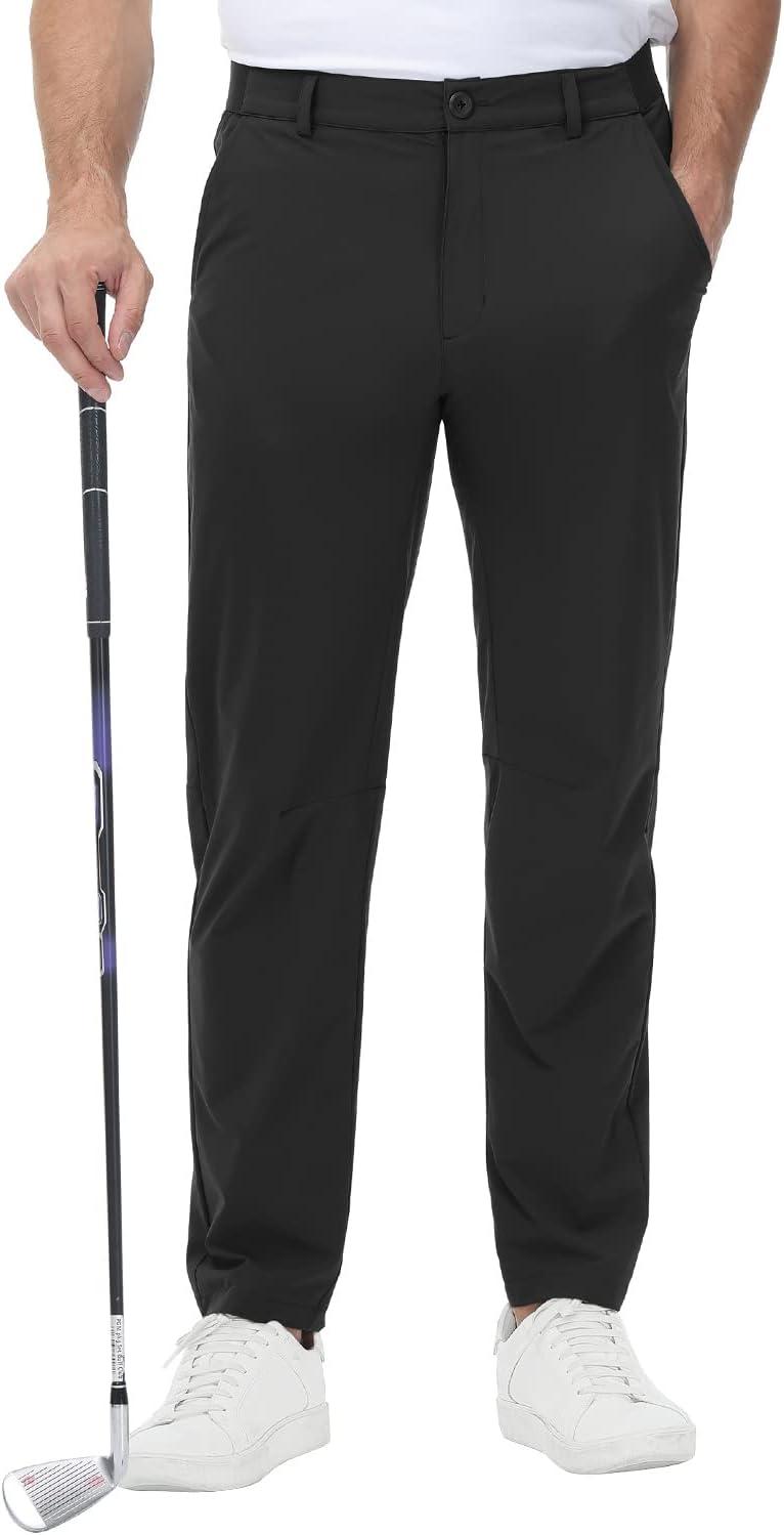 imageTBMPOY Mens Stretch Golf Pants Lightweight Quick Dry Casual Work Pant with 3 Pockets01black