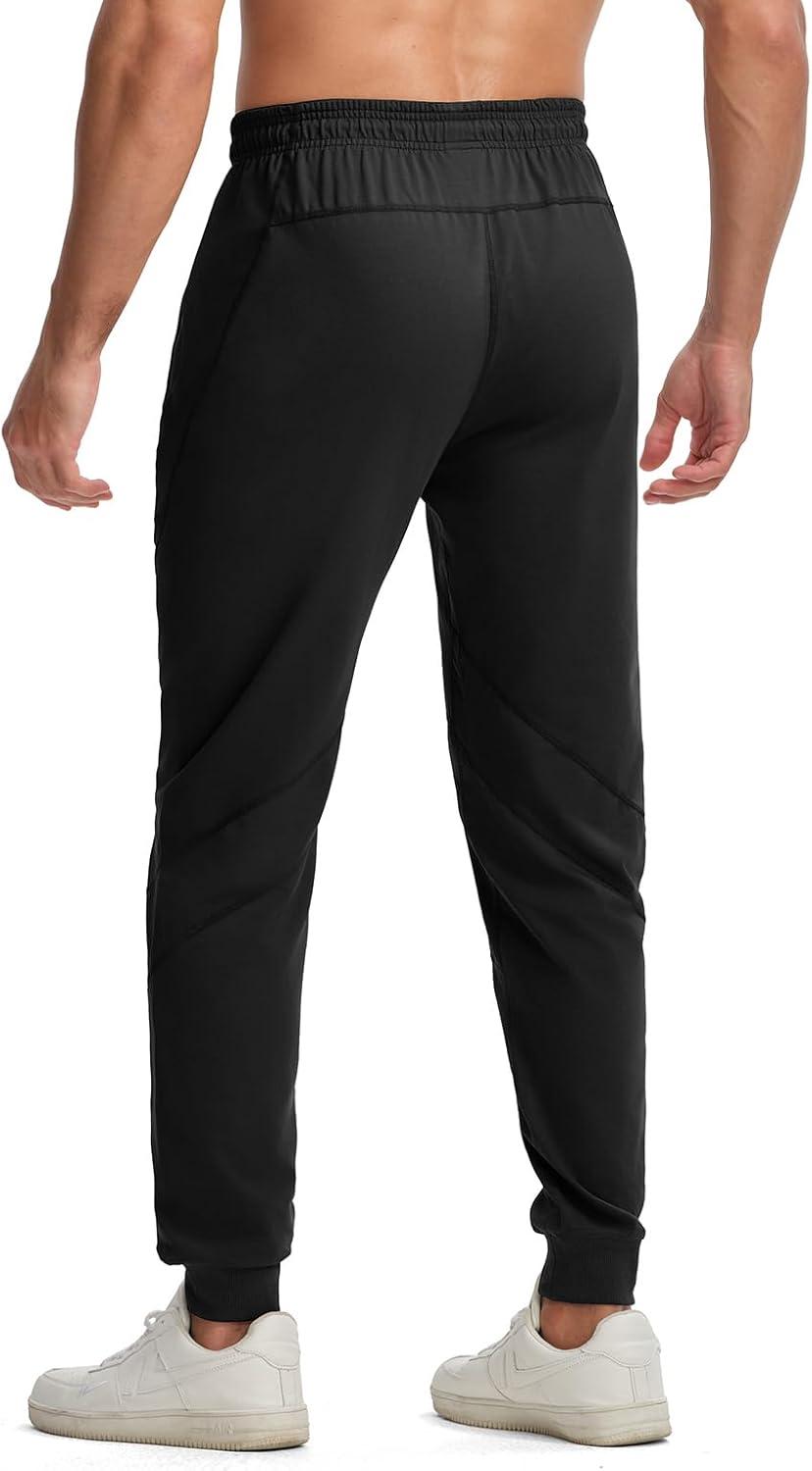 imageTBMPOY Mens Sweatpants with Zipper Pockets Lightweight Joggers Slim Fit Athletic Pants for Track Running WorkoutBlack