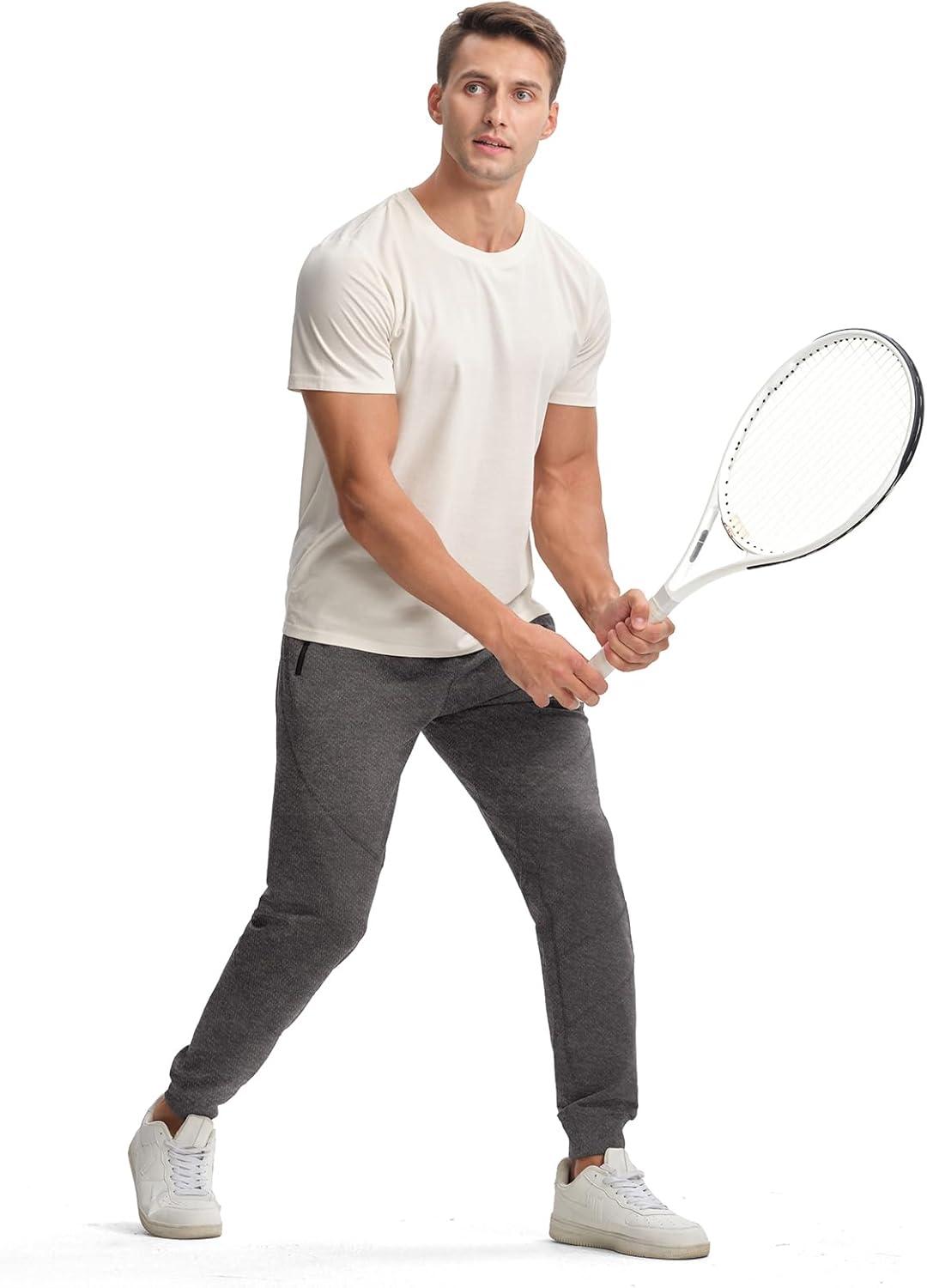 imageTBMPOY Mens Sweatpants with Zipper Pockets Lightweight Joggers Slim Fit Athletic Pants for Track Running WorkoutDark Grey