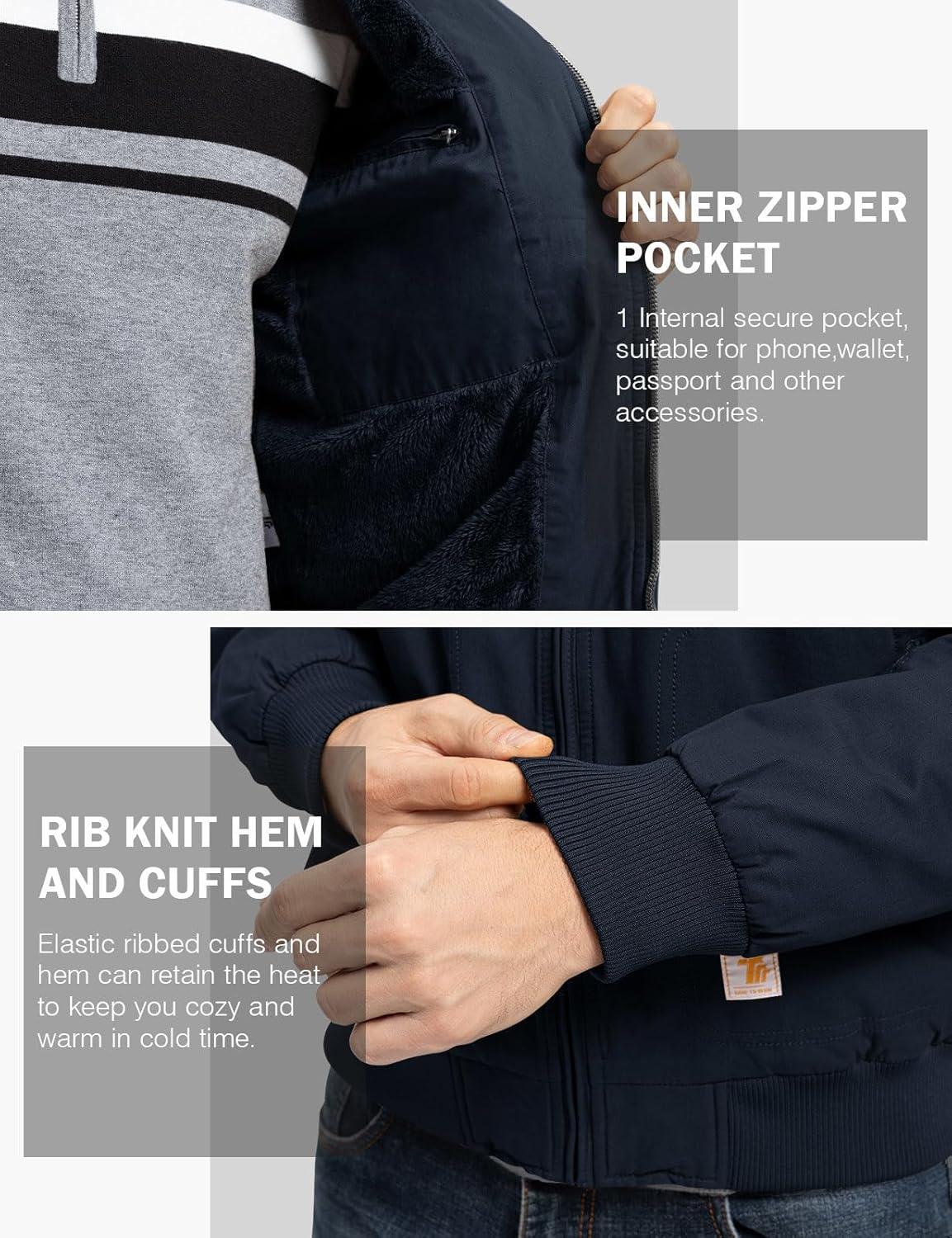 imageTBMPOY Mens Winter Jackets Hooded Work Cotton FLeece Lined Duck Coats Flannel Active Workwear CoatNavy