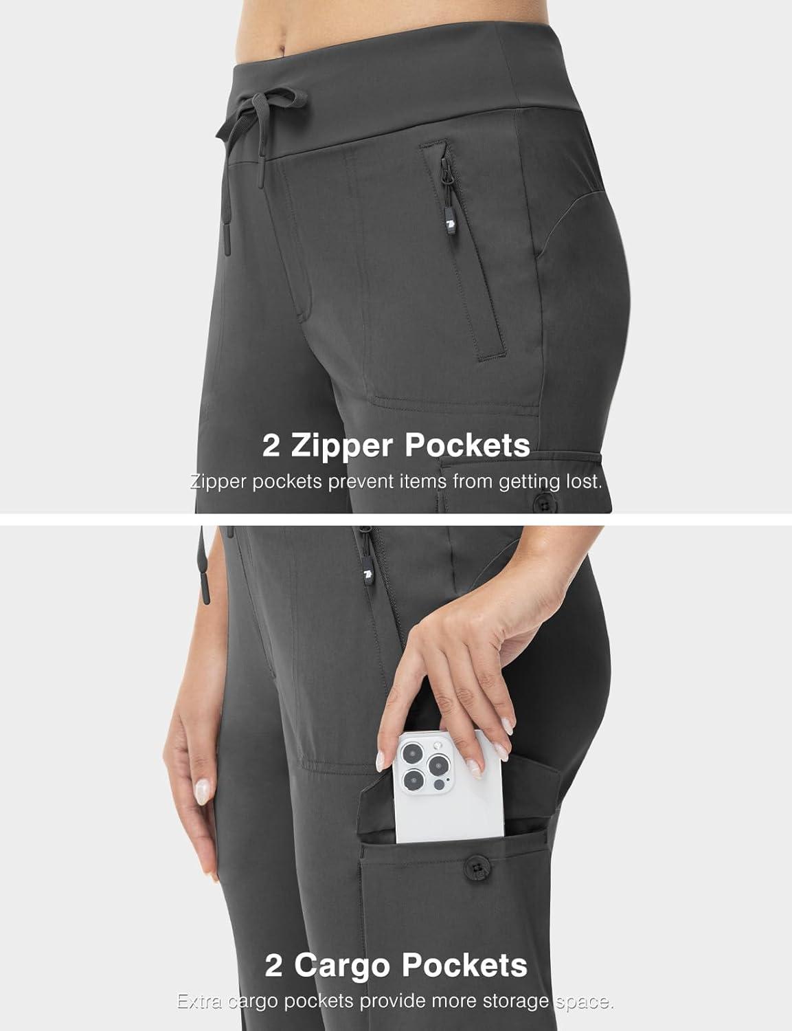 imageTBMPOY Womens Capri Pants Lightweight Quick Dry Hiking Cargo Pockets Casual Water Resistant Travel Cropped CottonDark Grey1