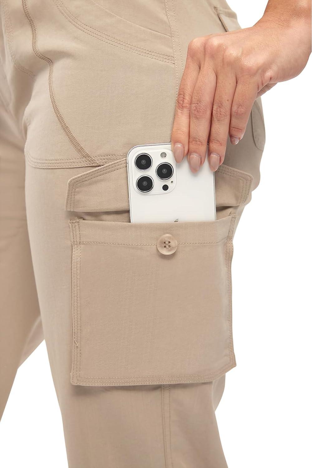 imageTBMPOY Womens Cargo Capris Lightweight Hiking Pants 6 Pockets Quick Dry Casual Outdoor Trip Loose Shorts Cropped CottonKhaki