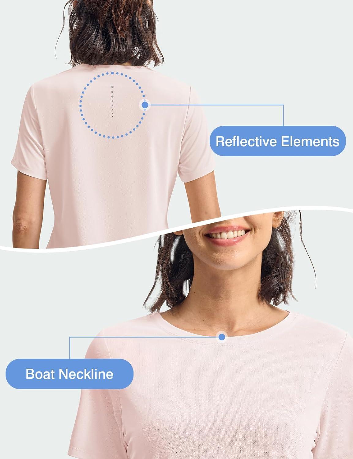 imageTBMPOY Womens Short Sleeve Workout Tops TShirts Breathable Quick Dry UPF 30 Athletic Exercise Tee Shirts with Side SlitsLight Pink