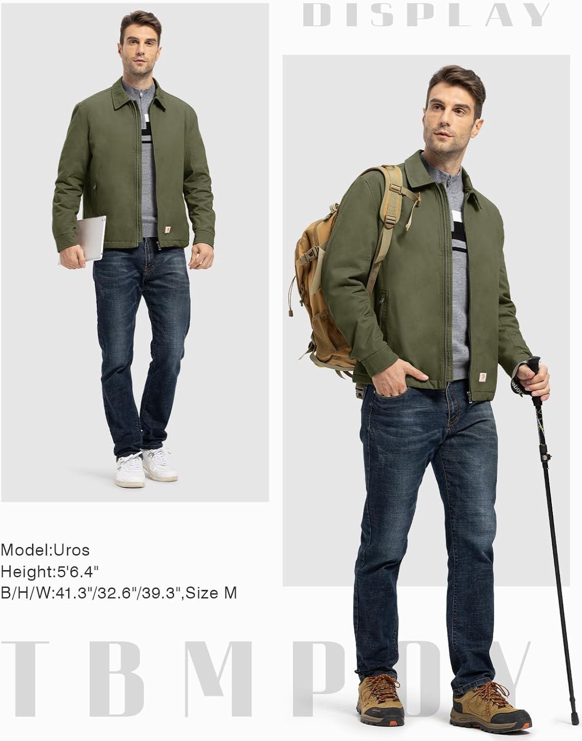 imageTBMPOY mens Men Work CoatsArmy Greenthick