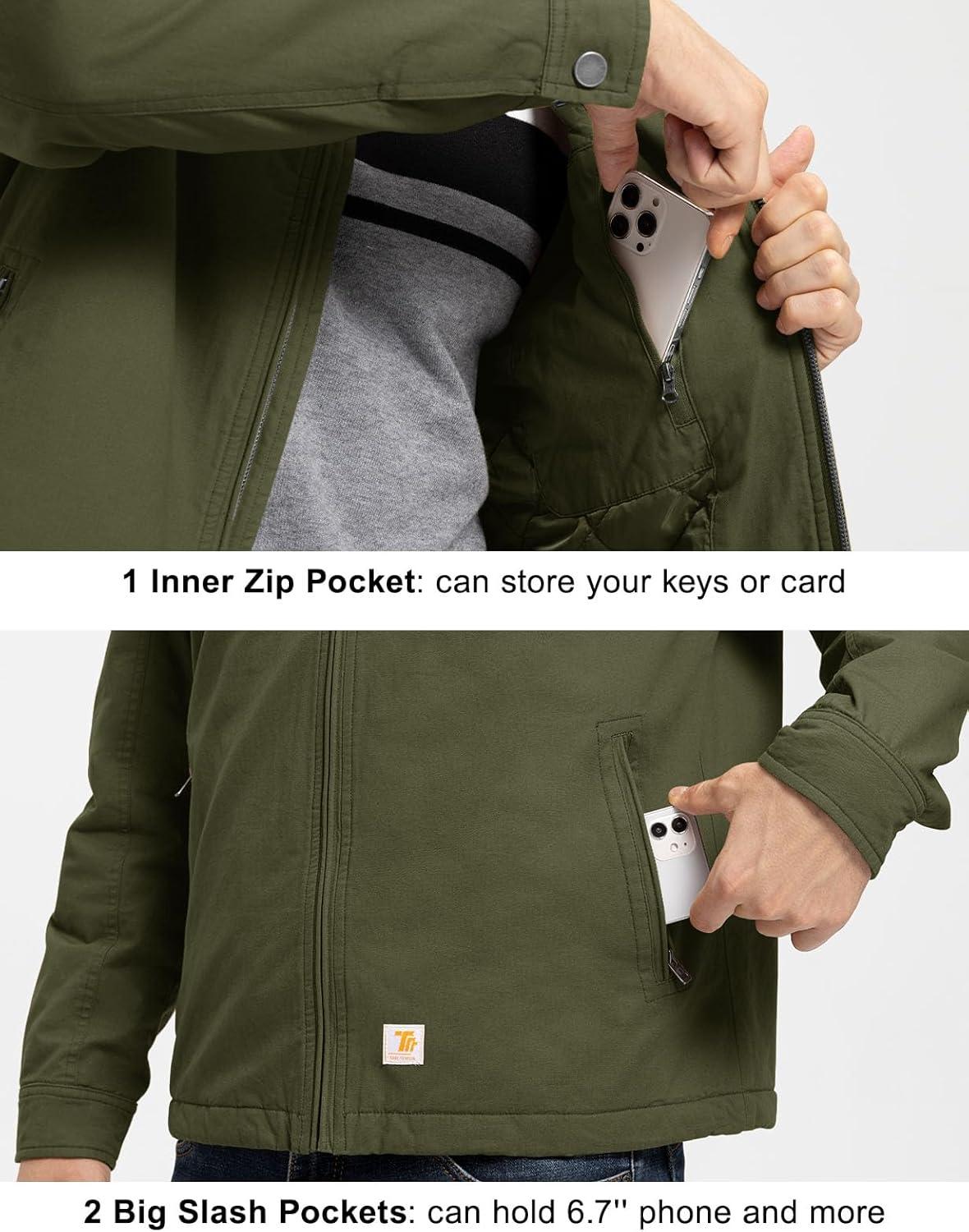 imageTBMPOY mens Men Work CoatsArmy Greenthick