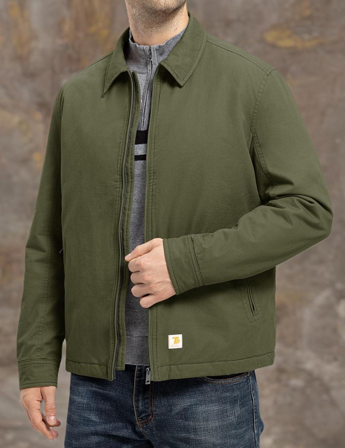 imageTBMPOY mens Men Work CoatsArmy Greenthick