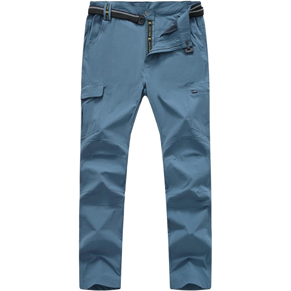 imageTBMPOY Mens Hiking Cargo Pants Lightweight Waterproof Quick Dry Outdoor Summer Fishing Camping Mountain PantC17stone Blue