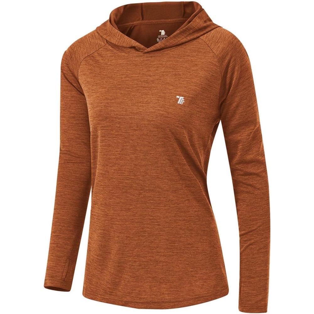 imageTBMPOY Womens UPF 50 Sun Protection Hoodie Shirt Long Sleeve Fishing Hiking Outdoor UV Shirt Lightweight9orange