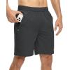 imageTBMPOY Mens 7quot Running Hiking Shorts Quick Dry Athletic Gym Outdoor Sports Workout Short 3 Zipper PocketsA26dark GreyGreen