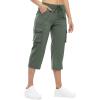 imageTBMPOY Womens Cargo Capris Lightweight Hiking Pants 6 Pockets Quick Dry Casual Outdoor Trip Loose Shorts Cropped CottonArmy Green