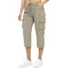 imageTBMPOY Womens Cargo Capris Lightweight Hiking Pants 6 Pockets Quick Dry Casual Outdoor Trip Loose Shorts Cropped CottonGrey Khaki