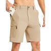 imageTBMPOY Mens Hiking Cargo Shorts 9quot Lightweight Water Resistant Quick Dry Work Shorts 6 Pockets for Travel Camping TacticalKhaki