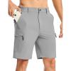 imageTBMPOY Mens Hiking Cargo Shorts 9quot Lightweight Water Resistant Quick Dry Work Shorts 6 Pockets for Travel Camping TacticalLight Grey