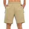 imageTBMPOY Mens Hiking Shorts Lightweight Outdoor Sports Shorts 7quot Quick Dry Athletic Running Gym Shorts with Zipper PocketsLight Khaki