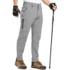 imageTBMPOY Mens Snow Pants Fleece Lined Hiking Winter Waterproof Softshell Ski Outdoor Insulated Climbing Pants Zipper PocketsLight Gray