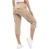 imageTBMPOY Womens Cargo Capris Lightweight Hiking Pants 6 Pockets Quick Dry Casual Outdoor Trip Loose Shorts Cropped CottonKhaki