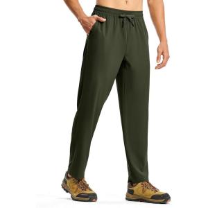 imageTBMPOY Mens Hiking Pants Lightweight Quick Dry 3 Pockets Travel Fishing WaterResistant Athletic Workout SweatpantsArmy Green