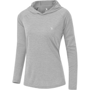 imageTBMPOY Womens UPF 50 Sun Protection Hoodie Shirt Long Sleeve Fishing Hiking Outdoor UV Shirt Lightweight17grey