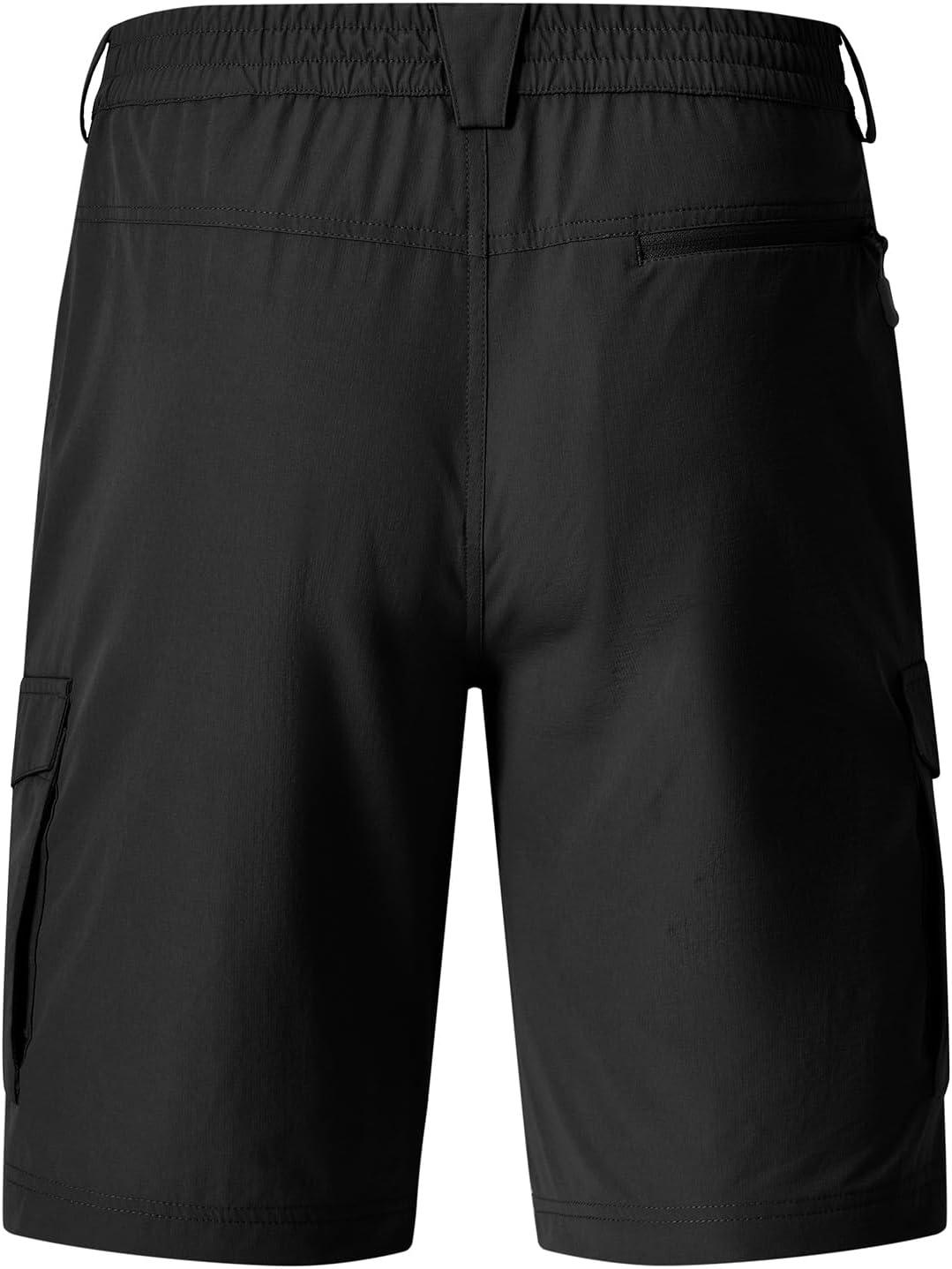 imageTBMPOY Mens Hiking Cargo Shorts 9quot Quick Dry Stretch Work Golf Shorts Outdoor 5 Pockets Elastic Waist for Travel CasualBlack