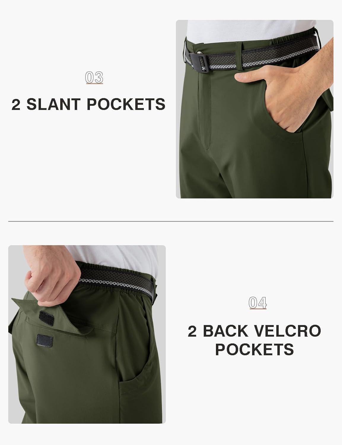 imageTBMPOY Mens Hiking Pants Lightweight 6 Cargo Pockets Quick Dry Water Resistant Outdoor Travel Work Fishing2army Green