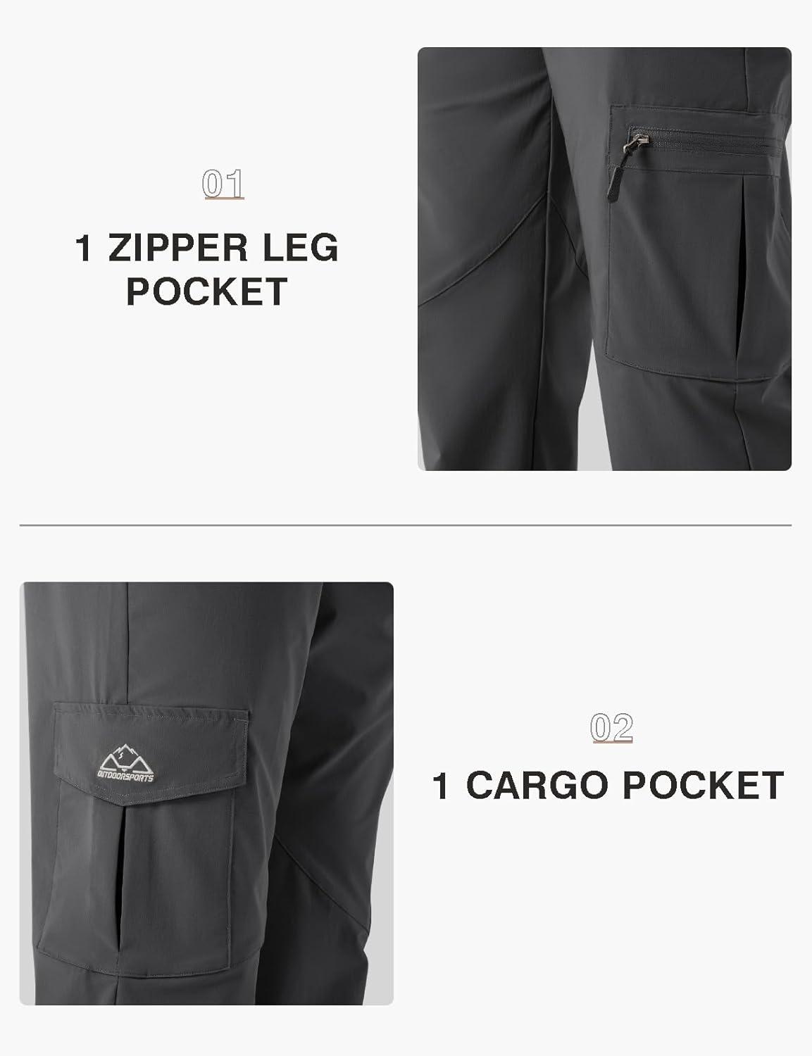 imageTBMPOY Mens Hiking Pants Lightweight 6 Cargo Pockets Quick Dry Water Resistant Outdoor Travel Work Fishing2dark Grey