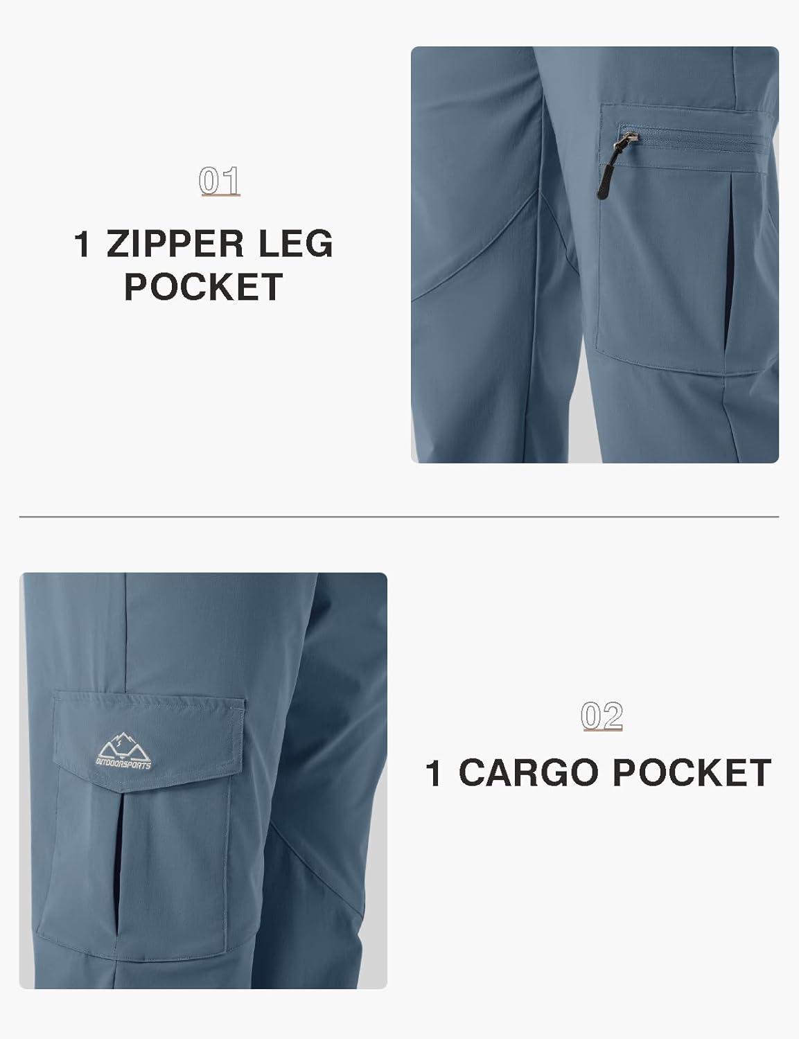 imageTBMPOY Mens Hiking Pants Lightweight 6 Cargo Pockets Quick Dry Water Resistant Outdoor Travel Work Fishing2stone Blue