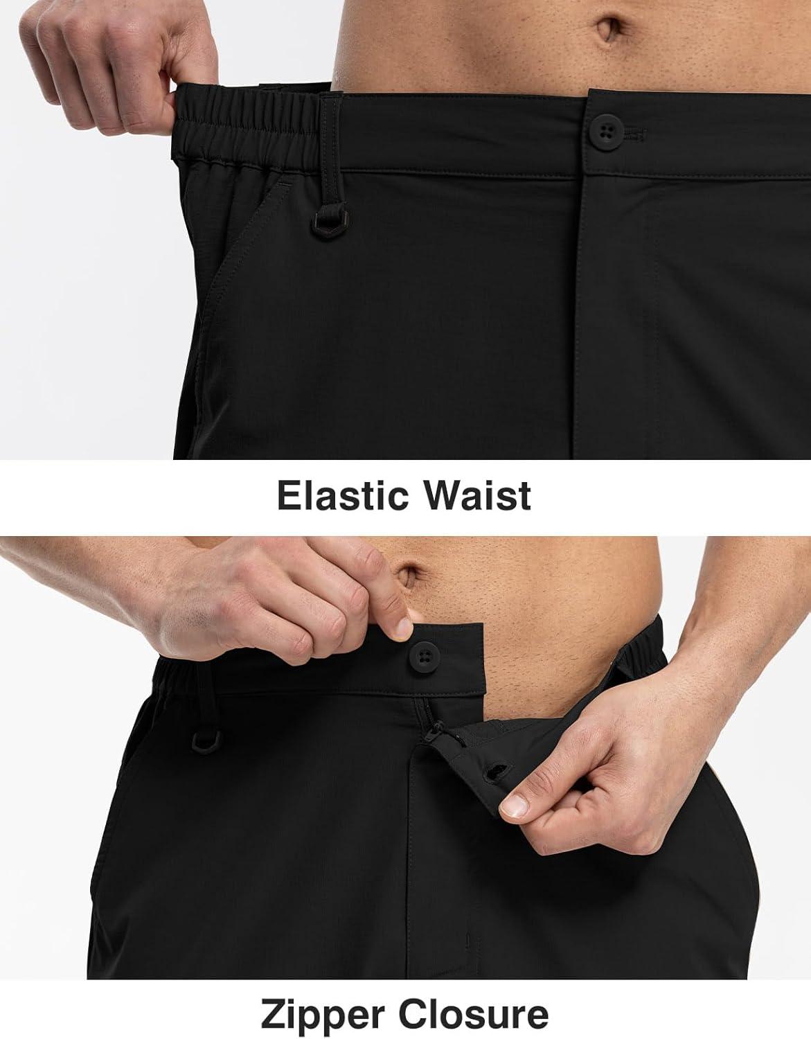 imageTBMPOY Mens Hiking Shorts Quick Dry 6 Cargo Pockets Water Resistants Stretch Shorts with PocketsBlack