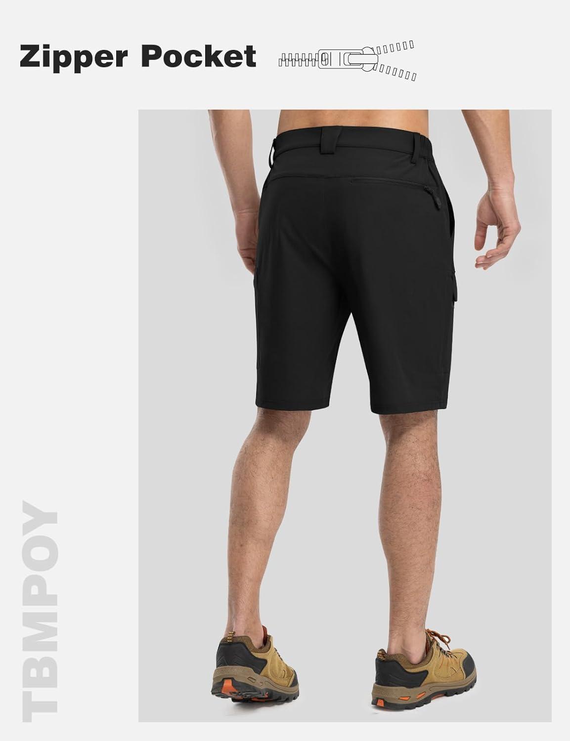 imageTBMPOY Mens Hiking Shorts Quick Dry 6 Cargo Pockets Water Resistants Stretch Shorts with PocketsBlack