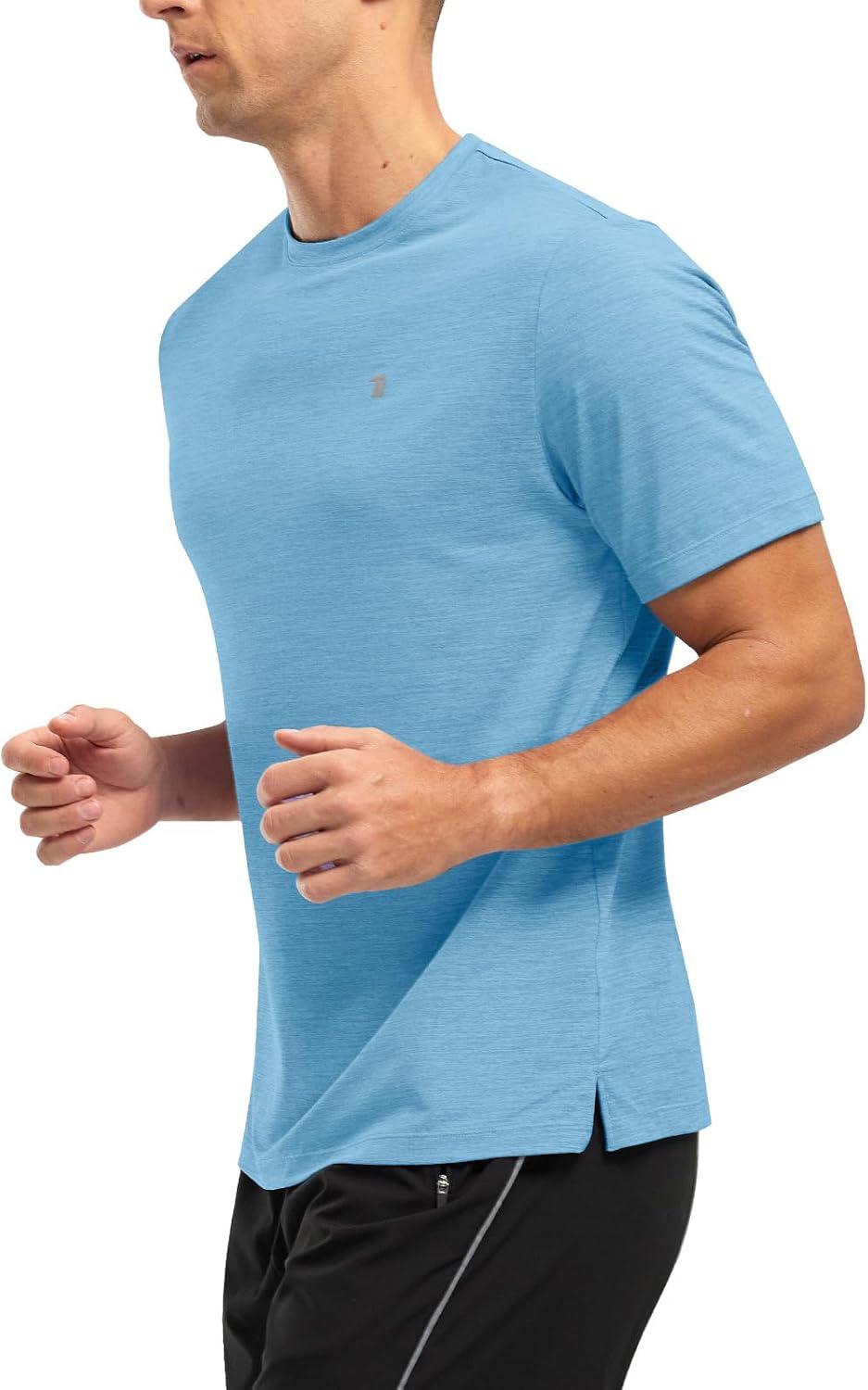 imageTBMPOY Mens Workout Dry Fit TShirt Quick Dry UPF 50 Athletic Shirt Moisture Wicking Lightweight Top Running ActivewearVivid Blue