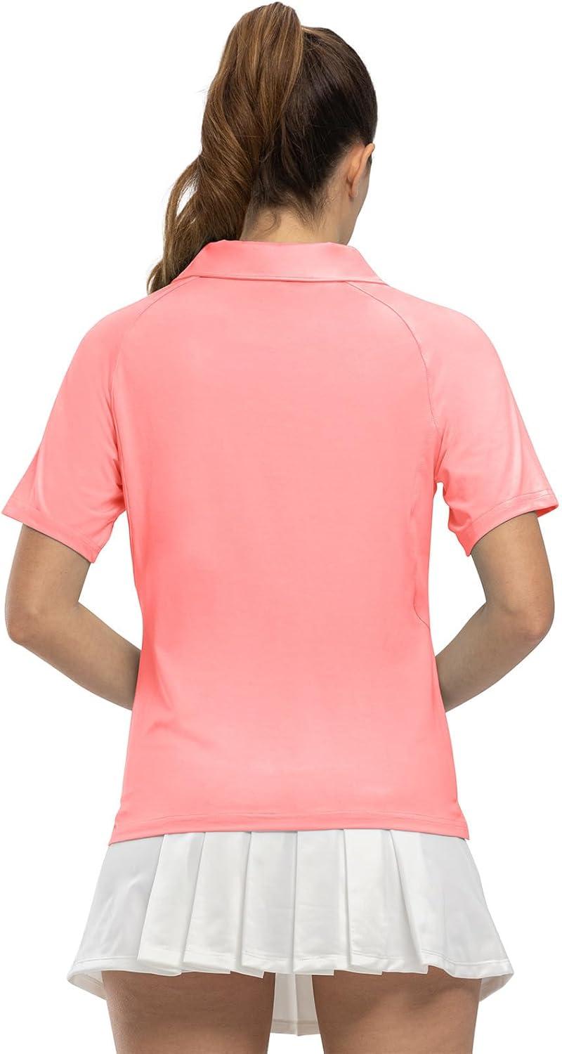 imageTBMPOY Womens Golf Polo Shirts Short Sleeve UPF 50 Dry Fit Athletic Tennis TShirts Zip Up Athletic Sports ShirtPink