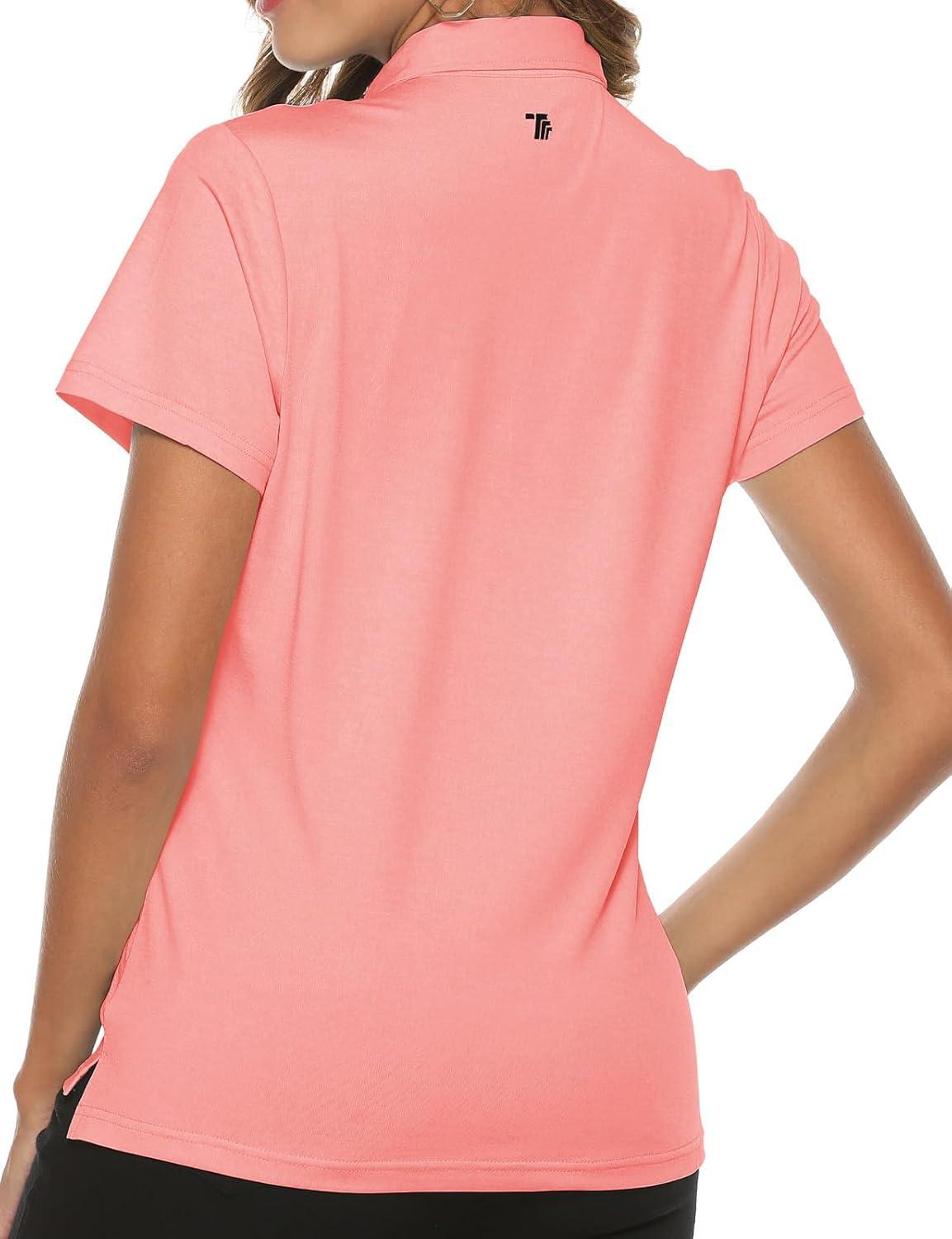 imageTBMPOY Womens Golf Polo Short Sleeve Shirts Lightweight Moisture Wicking Collared T Shirt Quick Dry 4ButtonA3pink