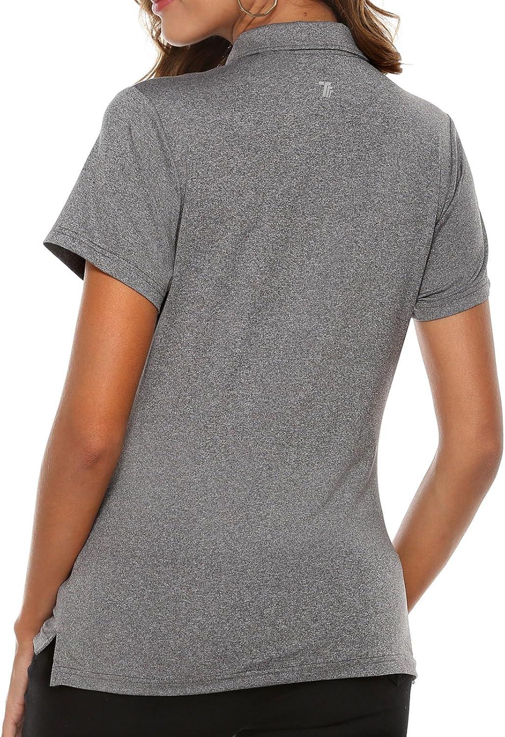 imageTBMPOY Womens Golf Polo Short Sleeve Shirts Lightweight Moisture Wicking Collared T Shirt Quick Dry 4ButtonA5dark Grey