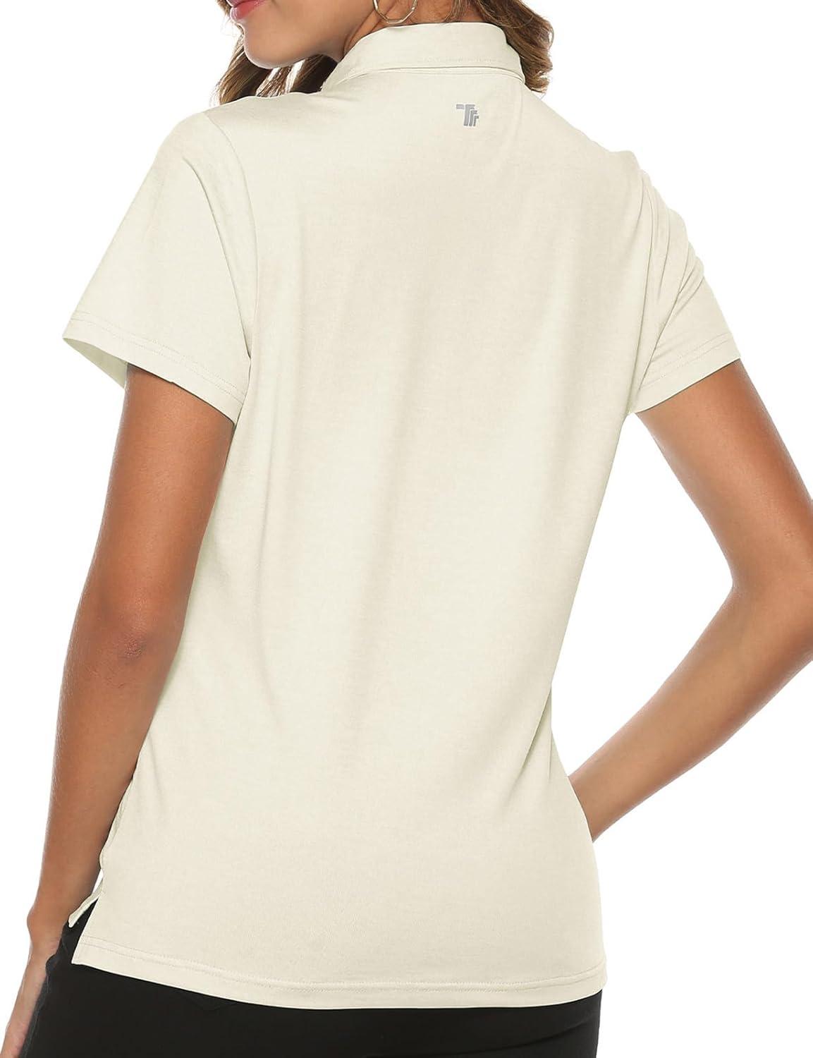 imageTBMPOY Womens Golf Polo Short Sleeve Shirts Lightweight Moisture Wicking Collared T Shirt Quick Dry 4ButtonC14eggnog