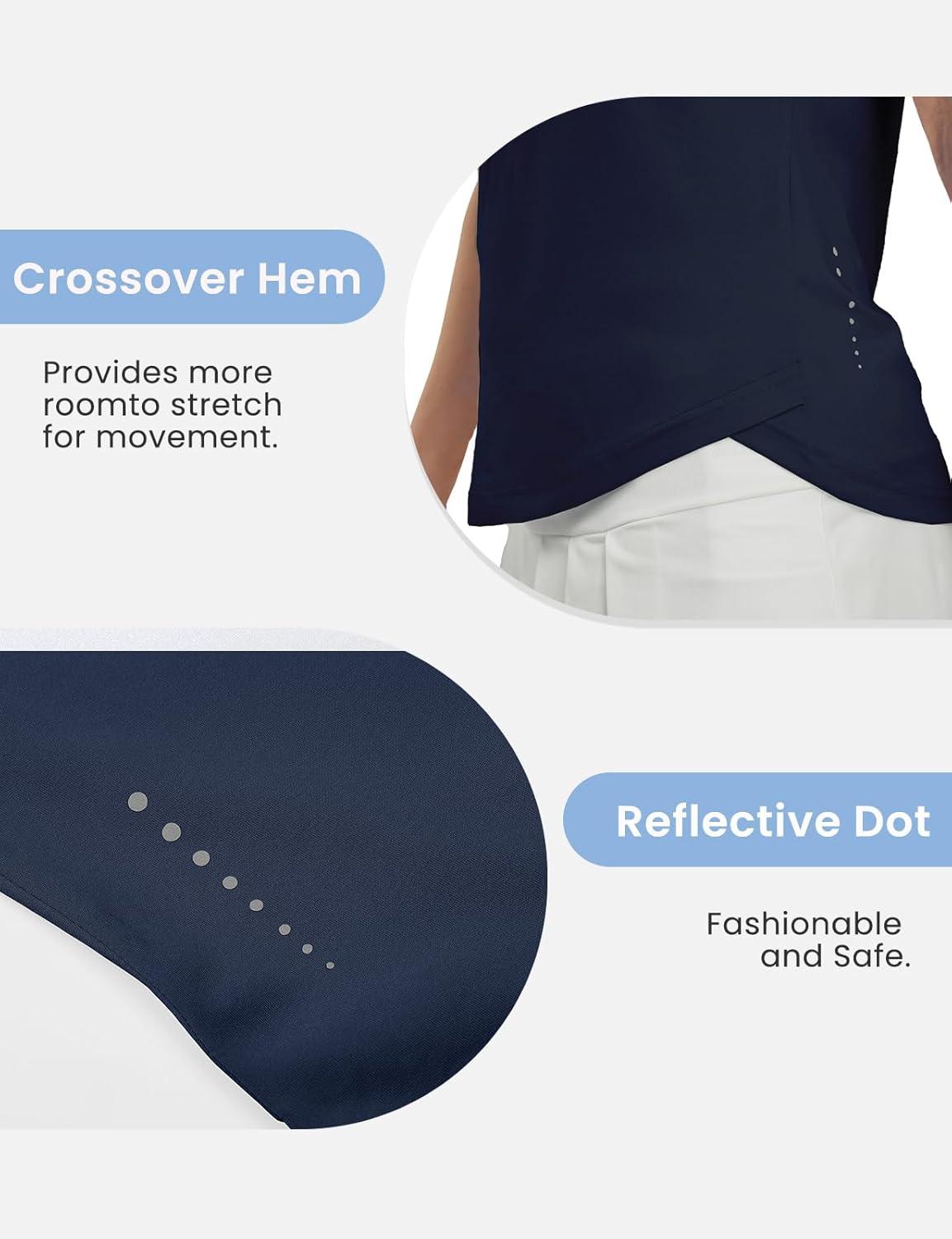 imageTBMPOY Womens Golf Shirts Sleeveless Collared Polo Tank Top UPF 50 Quick Dry Tennis VNeck Ladies SportsNavy Blue