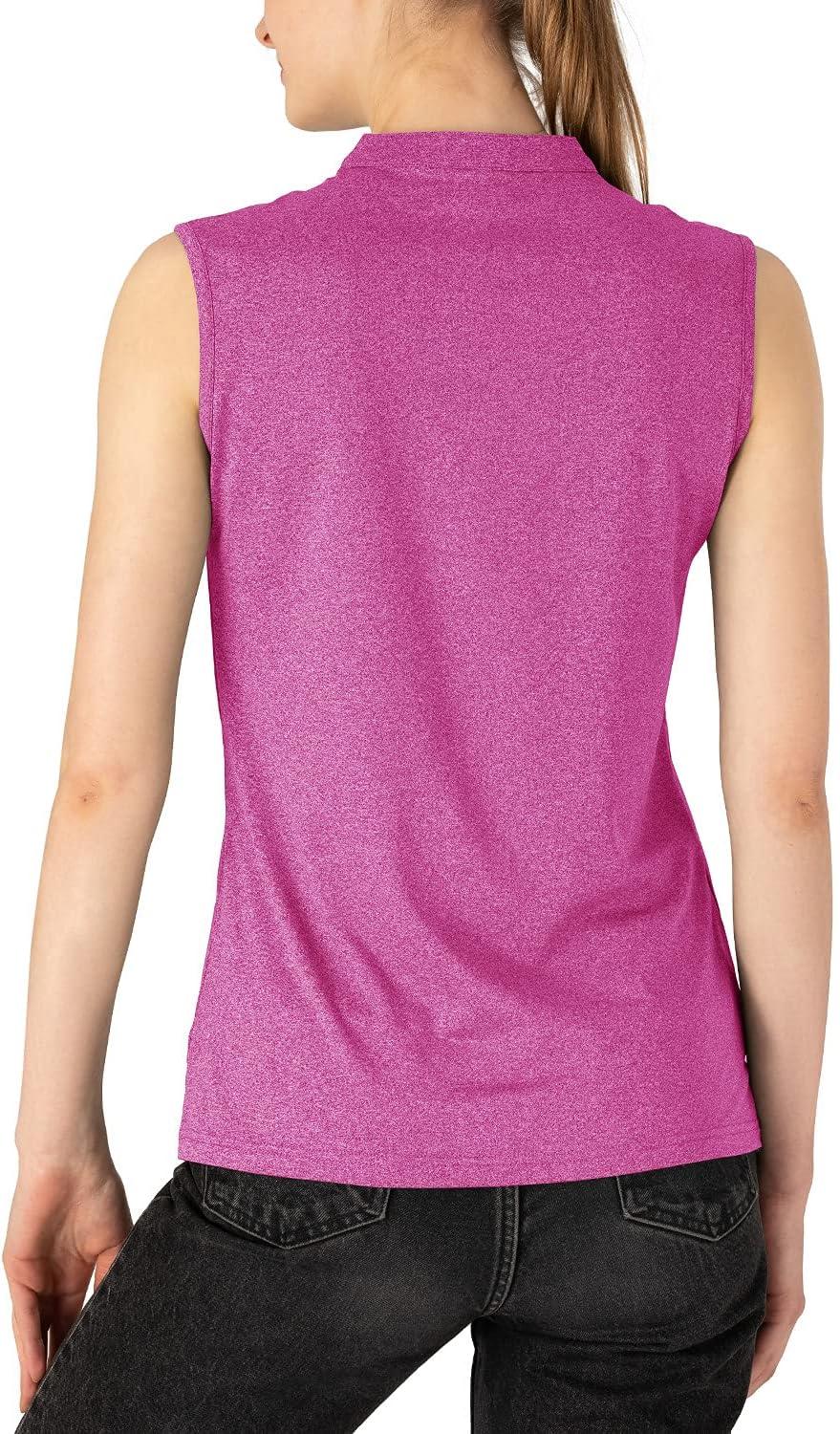 imageTBMPOY Womens Sleeveless Golf Polo Shirts VNeck Collarless Tennis Athletic Tank Tops Quick Dry Deap Rose S