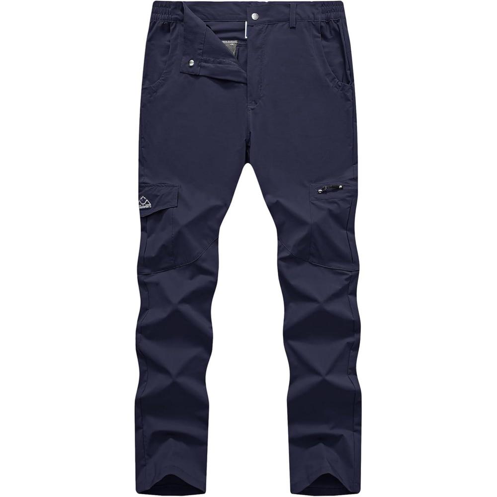 imageTBMPOY Mens Hiking Pants Lightweight 6 Cargo Pockets Quick Dry Water Resistant Outdoor Travel Work Fishing2navy