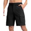 imageTBMPOY Mens Hiking Cargo Shorts 9quot Quick Dry Stretch Work Golf Shorts Outdoor 5 Pockets Elastic Waist for Travel CasualBlack