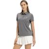 imageTBMPOY Womens Golf Polo Short Sleeve Shirts Lightweight Moisture Wicking Collared T Shirt Quick Dry 4ButtonA5dark Grey