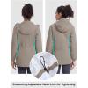 imageTBMPOY Womens Lightweight Rain Long Jackets Packable with Hooded Outdoor Hiking Waterproof Windbreaker Raincoats TravelGray