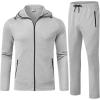 imageTBMPOY Mens Hooded Tracksuits Sweatsuits 2 Piece Sets Jogging Track Sweat Suit Workout Gym Warm Up Outfits with HoodieLight Gray