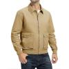 imageTBMPOY Mens Work Jackets Cotton Fall Coats Full Zip Warm Windbreaker Spring Collar Jacket Casual Work OutwearDark Khakilight