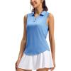 imageTBMPOY Womens Golf Shirts Sleeveless Collared Polo Tank Top UPF 50 Quick Dry Tennis VNeck Ladies SportsDark Blue