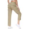 imageTBMPOY Womens Hiking Pants Quick Dry Convertible Lightweight Roll Up Cargo Pockets Travel Essentials Waterproof WorkLight Khaki
