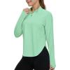 imageTBMPOY Womens Sun Shirt 14 Zipper Long Sleeve UPF 50 Sun Protection Clothing UV SPF Hiking OutdoorLight Green