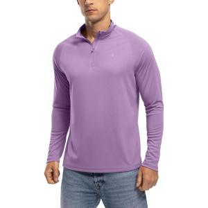 imageTBMPOY Mens Hiking Shirts 14 Zip Running Sun Protection Pullover Long Sleeve UPF 50 Lightweight Fishing Rash GuardPurple1
