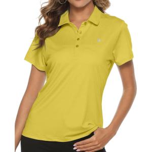 imageTBMPOY Womens Golf Polo Short Sleeve Shirts Lightweight Moisture Wicking Collared T Shirt Quick Dry 4ButtonD28lemon Yellow