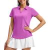 imageTBMPOY Womens Golf Polo Shirts Short Sleeve VNeck Tennis Shirts Quick Dry UPF 50 Sun Protection Collared ShirtDark Rose