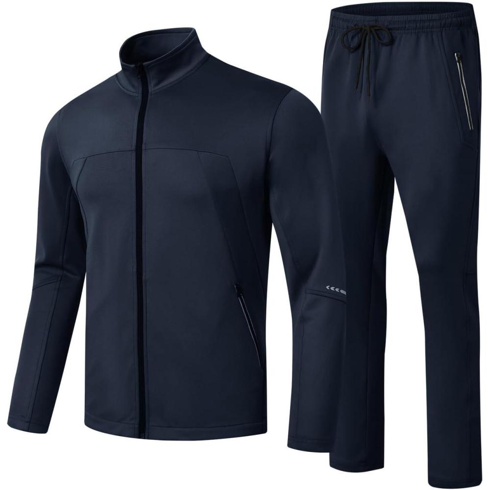 imageTBMPOY Mens Tracksuits Sweatsuits for Men Sweat Track Suits 2 Piece Casual Athletic Jogging Outfits Full Zip Sets04 Dark Blue