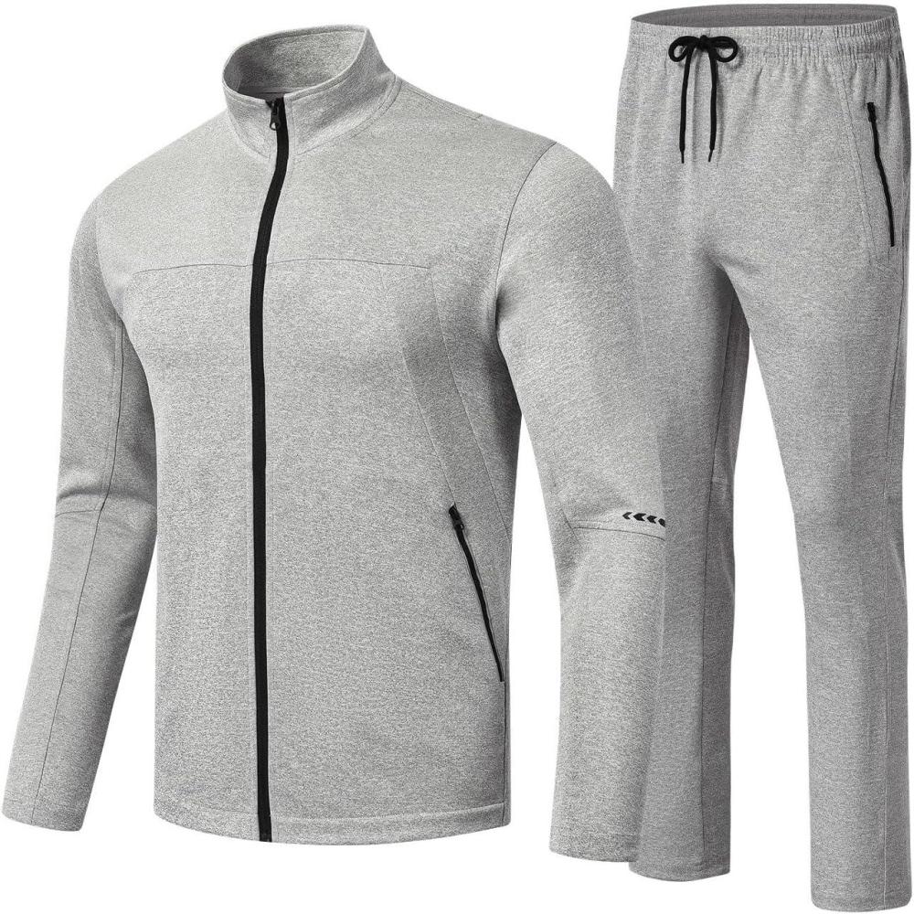 imageTBMPOY Mens Tracksuits Sweatsuits for Men Sweat Track Suits 2 Piece Casual Athletic Jogging Outfits Full Zip Sets04 Light Grey