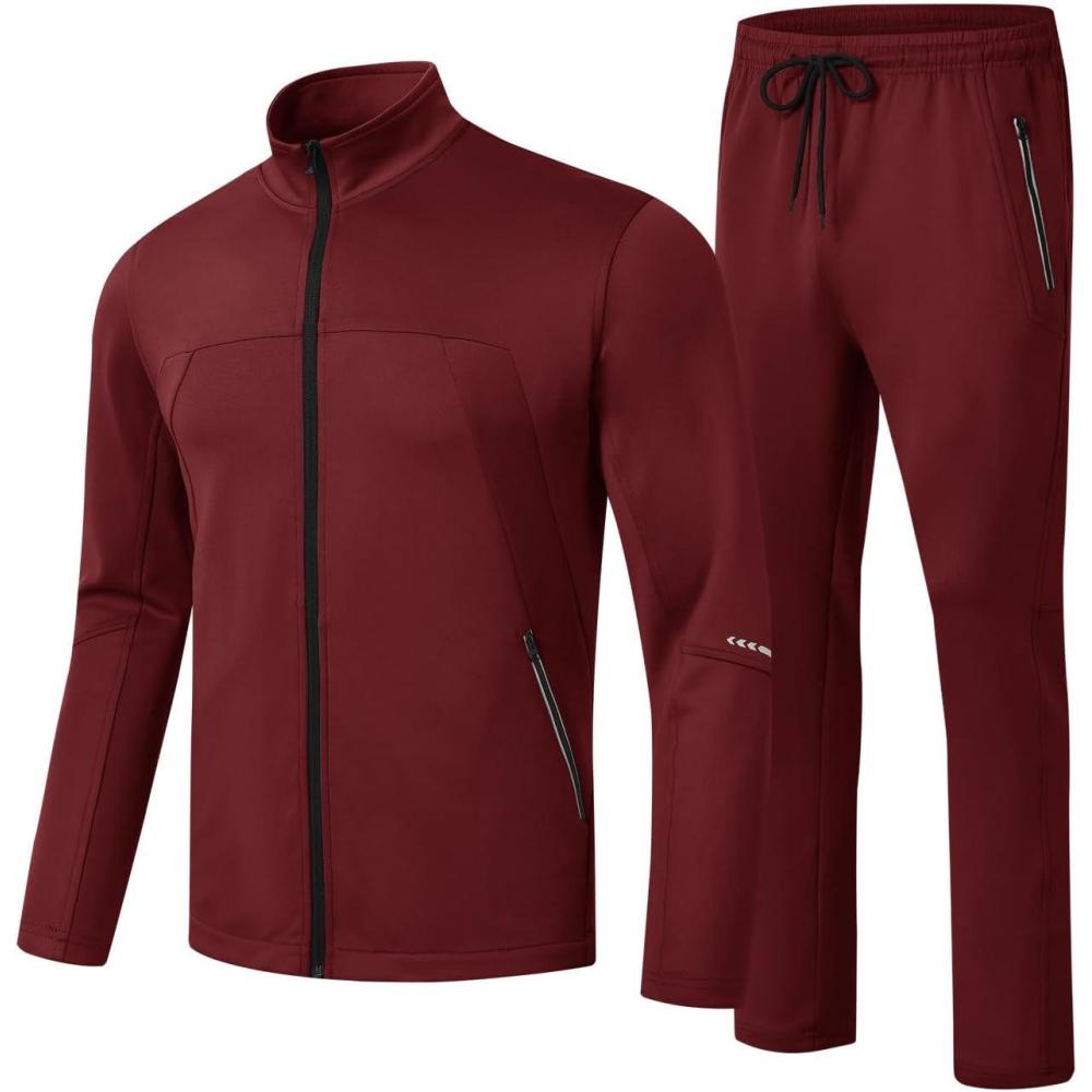 imageTBMPOY Mens Tracksuits Sweatsuits for Men Sweat Track Suits 2 Piece Casual Athletic Jogging Outfits Full Zip Sets04 Wine Red